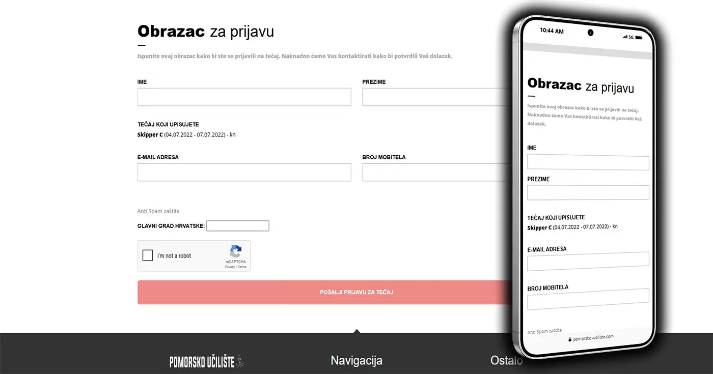 Projekt Pomorsko Učilište - Layfron